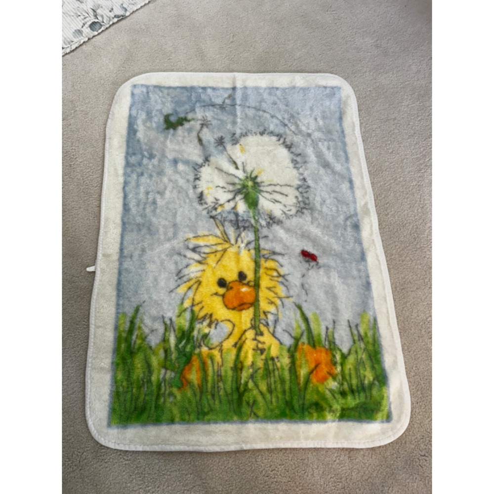 Rare Vintage Suzy's Zoo Witzy Duckling Dandelion Baby Blanket Gerber Fleece